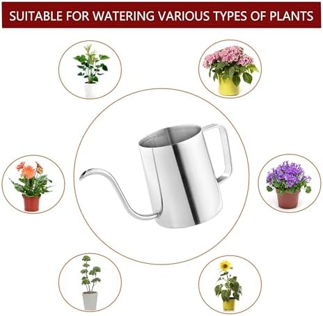 Small Watering Can, OLULU 12oz (350ml) Stainless Steel Indoor Watering Can with Long Spout, Mini Watering Can for Houseplants, Desk & Home Plants - Image 4