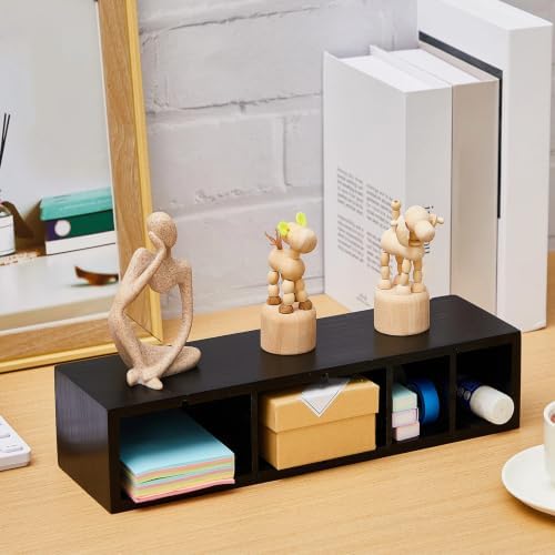 Jetec Wooden Pencil Pen Holder for Desk, Black, 6 Compartments - Image 3