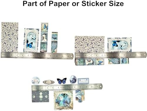 Esweny 200PCS Vintage Scrapbooking Supplies Pack, Aesthetic Scrapbook Sticker Paper Art Journaling Kit for Junk Journals,Planner,Cottagecore Decor Gifts (Blue Series) - Image 4
