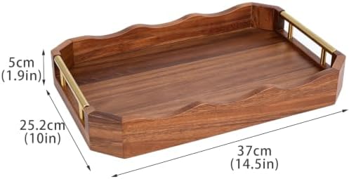 Walnut Wood Serving Tray with Handles, Decorative Coffee Table Tray for Tea, Coffee, Fruit, Snacks, Ottoman and Living Room - Image 7