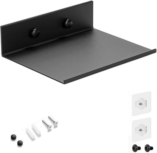 Z metnal Small Floating Shelves, Mini Metal Shelf for Collection Action Figures, Aluminum, Wall Mounted, Matt Black, 4.7 inch, 1 Pack