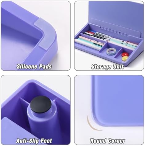 SELEAD Desktop Glass Whiteboard with Storage, 5 Markers and Eraser, Purple - Image 5