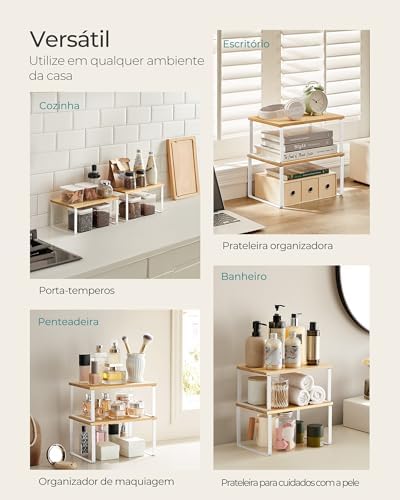 SONGMICS Cabinet Organizer Shelf, Set of 2 Spice Rack, Kitchen Storage - Image 6
