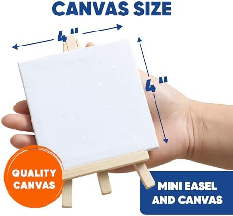 Set of 12 Mini 4x4 Canvas and Easel Set with 10 Colors Acrylic Paint - Bulk Kids Art Party Favors & Supplies - Mini Paint Party Kits - Kids Canvas Painting Set - Paint & Sip Kit - Image 4
