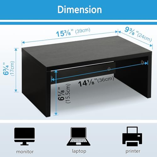 TEAMIX 6.7 inch Tall Monitor Stand Riser, Wood Shelf Riser, Desk Organizer - Image 4