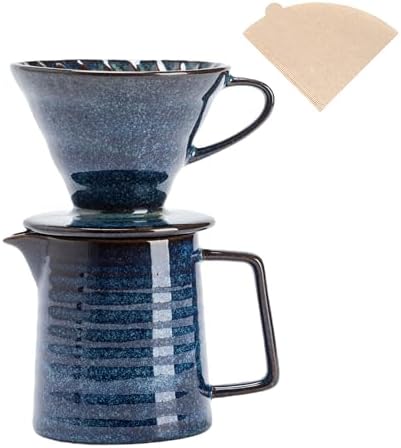 Pour Over Coffee Maker Set,Ceramic Coffee Maker With 40 pcs Paper Filter，15oz/450ml Pour Over Coffee Dripper (Starry Blue) by Unknown