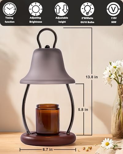 Candle Warmer Lamp with Timer, Dimmable, Adjustable Height, Black - Image 6