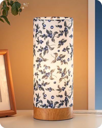 EDISHINE 9.85" Modern Wood Table Lamp with TC Fabric Lampshade, Wood Base by EDISHINE