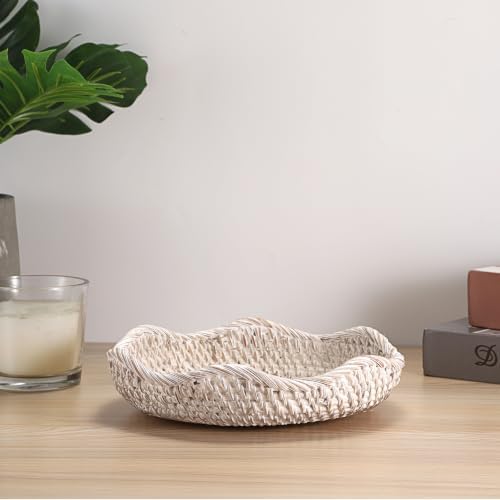 Hipiwe Small Woven Rattan Basket Tray 7.3" Decorative Key Bowl for Entryway - Image 7