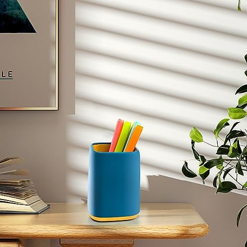 ZUFECY Desk Pen Holder, Desktop Organizer Storage Case Stationery Scandinavian Design for School, Home, Office (Blue) - Image 2