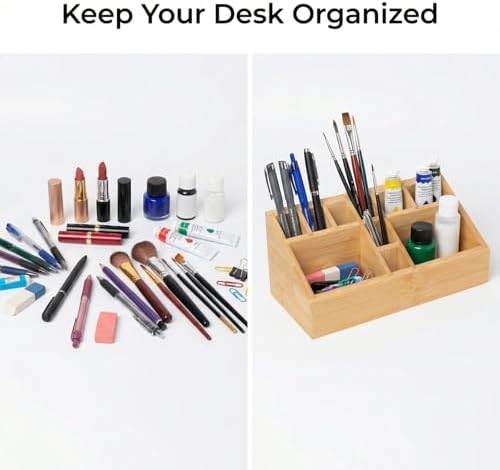 Small Bamboo Art Supply Organizer Pen Holder - Image 4