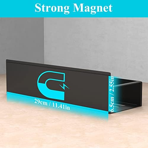 HuggieGems Metal Magnetic Spice Rack for Refrigerator with Hooks Matt Black - Image 3