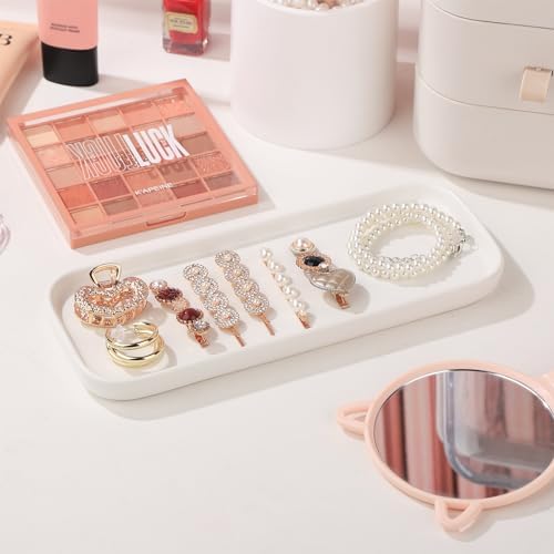 VanEnjoy Ceramic Tray for Kitchen Counter, White Vanity Tray for Bathroom Counter, Long Narrow Tray for Soap Bottles - Image 5