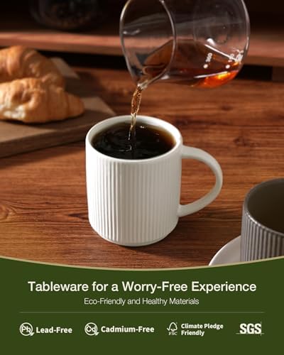 famiware Coffee Mug Set of 8, Star 12 oz Ceramic Mugs Cups Set with Handle - Image 2