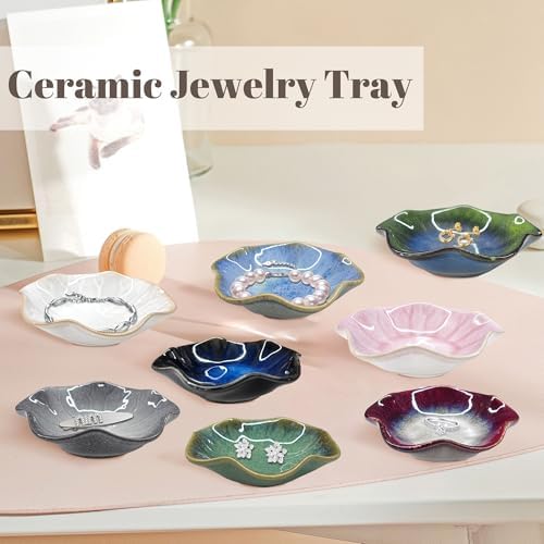 Ceramic Jewelry Tray 8pcs, Ring Dish, Key Bowl Ceramic Tray 4.33 Inch, Ttrinket Dish Jewelry Dish, Desktop Decoration, Gifts for Mother Girlfriend Daughter,Mother's Day Gift - Image 4