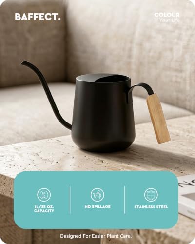 Baffect Watering Can Indoor Plants with Long Spout, 1L / 35oz (Black) - Image 2