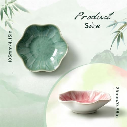 Set of 3 Assorted Ceramic Jewelry Trays White Green Pink Lotus - Image 2