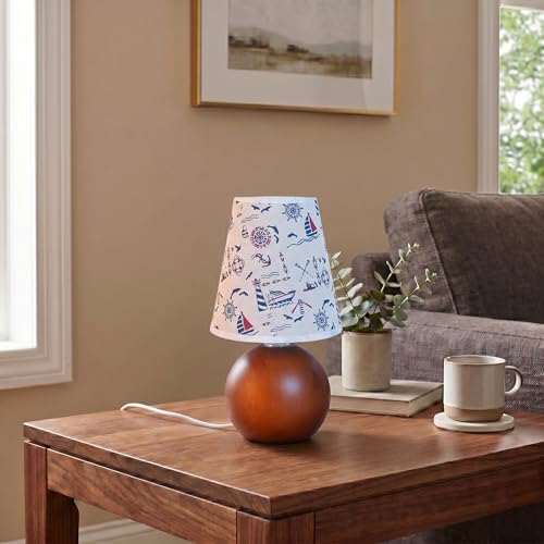 Vintage Wooden Night Lamp, Wood Base Fabric Lampshade, Adjustable Light Color and Brightness with Power-Off Memory, Safe USB Powered, Retro LED Table Light for Bedroom Living Room Office (Voyage) - Image 4
