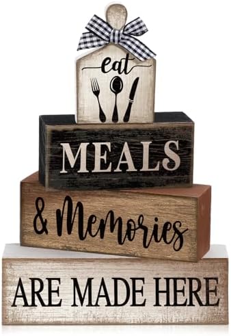 Moucuny 4 Pcs Farmhouse Kitchen Decor Wooden Plate Farmhouse Table Decor by Moucuny