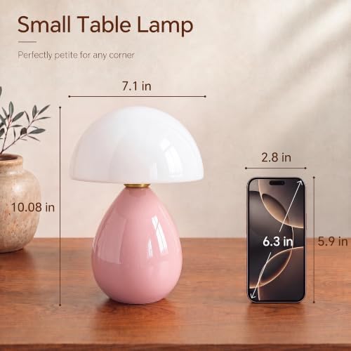 Dawnwake Mushroom Lamp Table Lamp for Bedroom-Small Desk Table Lamps,Pink - Image 6