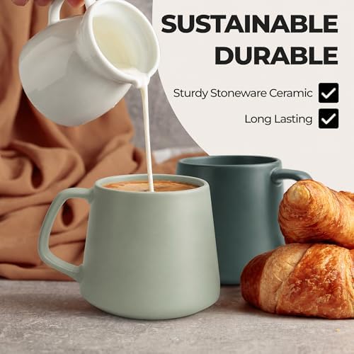 MIAMIO - Coffee Mugs Set of 4, Ceramic, Large (14oz) - Luxe (Evergreen) - Image 7
