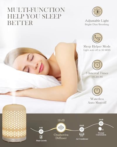 Onaboviva Essential Oil Diffuser, 2.4MHz Ultrasonic Cool Mist Aromatherapy Diffusers for Large Room, Ceramic Diffusers Decorative Aroma Diffuser, Quiet Air Diffusers for Home, Yoga, Spa, Room Decor - Image 3