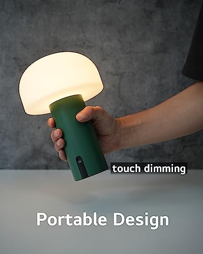 WEILAILUX Cordless Mushroom Table Lamp, Waterproof Shower Lamp, Battery Operated Table Lamp Rechargeable, Touch Dimmable Night Light for Bedroom/Patio/Camping/Dinning/Outdoor (Green) - Image 3