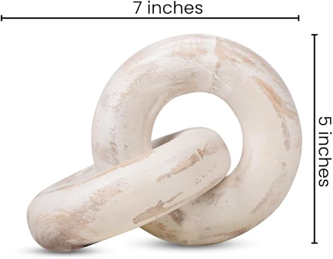 Homebia Designs Decorative Wooden Knot - 7x5.2x3 Inch - White Wash
