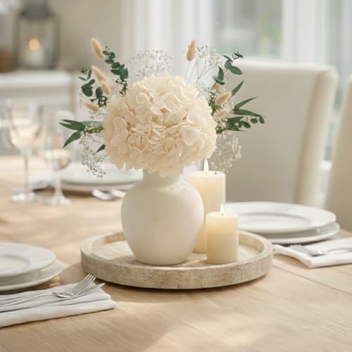 SIDUCAL Ceramic Decorative Flower Vase | 6 Inch Pottery Rustic Farmhouse Boho Vase for Home Decor, Table, Living Room, Bathroom, Shelf, Mantel Decoration, Wedding, White - Image 5