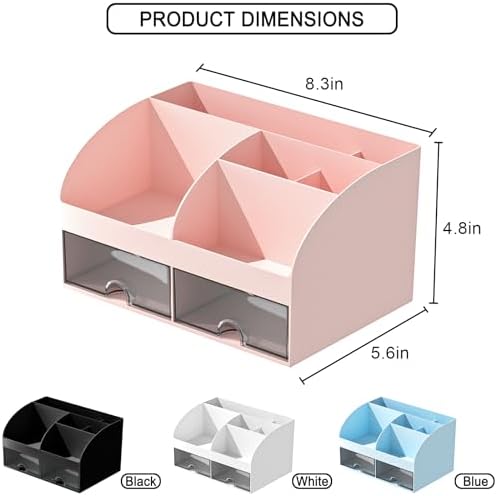 Makeup Organizer with Drawers, Cosmetic Storage for Dresser Vanity and Bathroom Countertop, Beauty Holder for Lipstick Brush, Skincare Organizer for Vanity, Cosmetic Display Case (Pink-2Pack) - Image 3