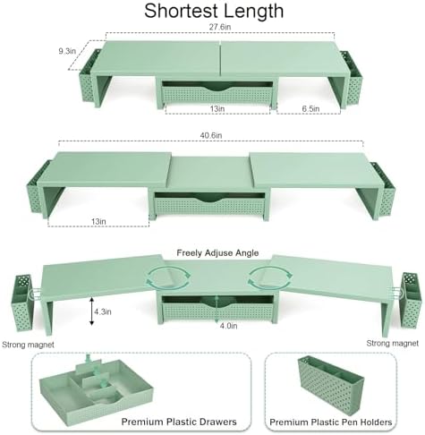 gianotter Dual Monitor Stand Riser With Drawer and 2 Pen Holders - Image 4