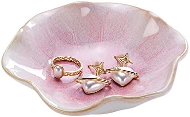2PCS Lotus Leaf Shape Ring Holder Dish, Small Key Bowl, Ceramic Trinket Tray Jewelry Dish Organizing Necklace Earrings for Mom Friend Sister, All Jewelries Are NOT Included.Pink+Light Green.… - Image 5
