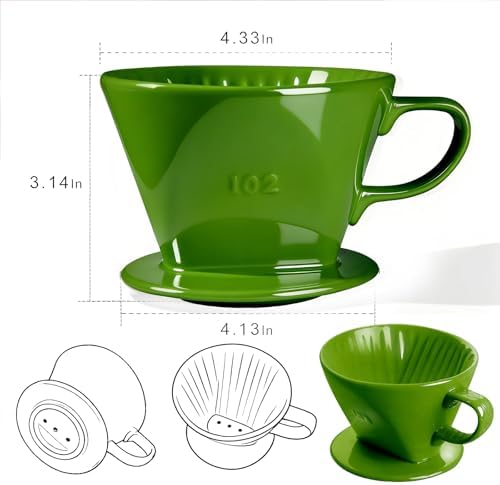 Ceramic Pour Over Coffee Dripper, V-Shaped Coffee Filter Cone - Image 4