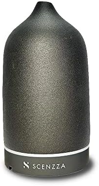 Ceramic Essential Oil Diffuser - 10 Watt Ultrasonic Aromatherapy Portable Air Diffuser- Promote Sleep Moisturize The Air & Eliminate Odor - Suitable for Home and Office - 160ml (Black) by Scenzza