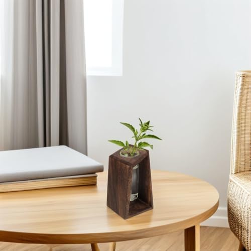 Toyvian Single Tube Wood Vase Stand for Hydroponic Plant Propagation - Image 7