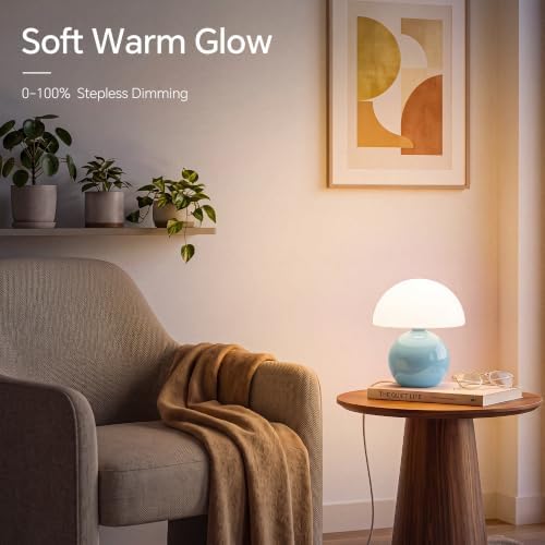 Dawnwake Mushroom Lamp Table Lamp for Bedroom-Small Desk Table Lamps,Blue - Image 4