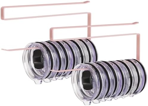 2 Pack Tumbler Lid Organizer, Versatile Tumbler Storage Holds 20 Lids Pink by JOLENSOY