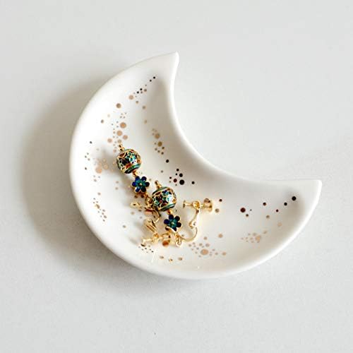 Small Moon Jewelry Dish Tray, White by HOMECREATER