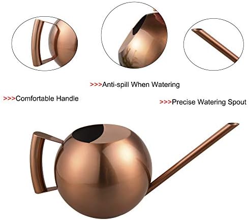 IMEEA 45oz/1.3Liter Metal Watering Cans for Indoor Plants Stainless Steel for Office Fish Bowl Shape (Copper Color) - Image 6