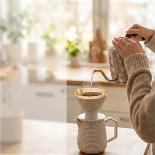 pour over coffee maker (White black dot) - Image 5