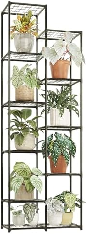 Bamworld Plant Stand Indoor Outdoor 11 Tier Tall Large Metal Plant Shelf by Bamworld