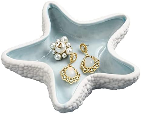 Starfish Ceramic Jewelry Dish Tray, Ring Holder and Trinket Tray for Rings by Linfye