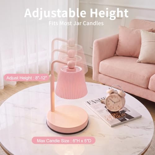 Candle Warmer Lamp with Timer, Pink Modern Candle Lamp for Home Decor, Electric Candle Warmer Lamp, Dimmable Wax Warmer for Jar Candles, Gift Box Included-Pink Pleats - Image 3