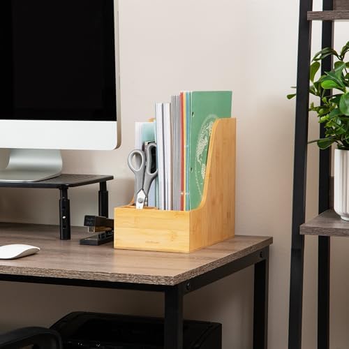 Mind Reader Vertical File Storage, Desktop Organizer, Magazine Holder, Office, Bamboo, 6"L x 11"W x 10"H, Brown - Image 6