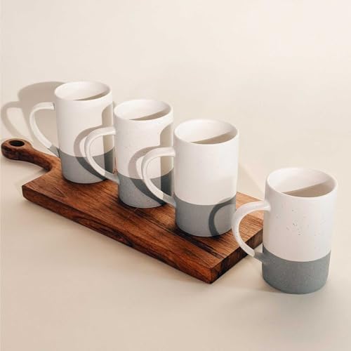 MORA Ceramics 12oz Coffee Mug Set of 4 - Ceramic Tea Cups with Handle - Microwave and Dishwasher Safe, Perfect For Cup or Mug Lovers - Rustic Matte Glaze, Modern Design Mugs - Flint - Image 5