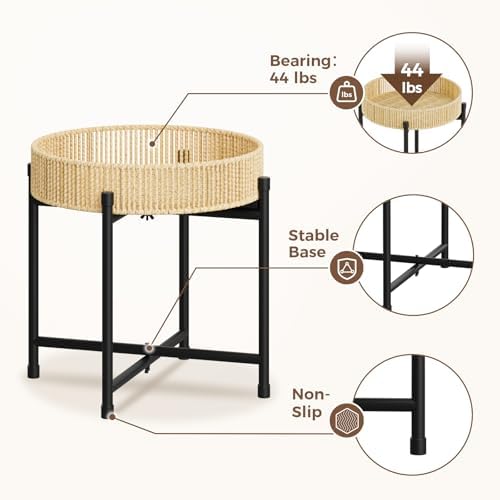 Bamworld Rattan Plant Stand Indoor Boho Plant Table for Large Plants Single Plant Stool Plant Holder for Living Room Bedroom - Image 6