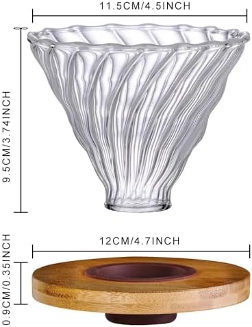 Gute Glass Pour Over Coffee Dripper with Bamboo Stand,1-4 Cups - Image 7