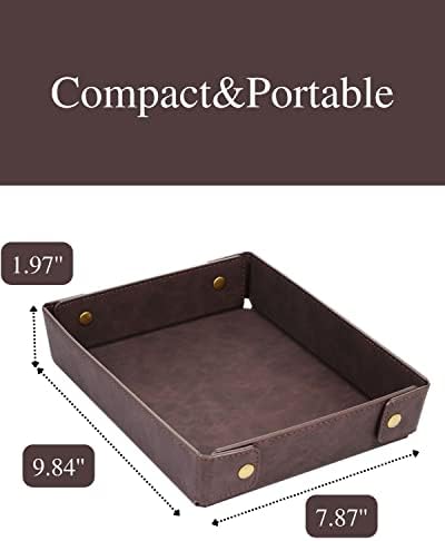 CASIRENA Faux Leather Valet Tray Organizer for Men - Catch-All Tray for Entryway Table Key, Wallet, Watch, Coin Change, Phone, Dresser EDC Dump Jewelry, Bedside Nightstand Desk-top Catchall - Image 4