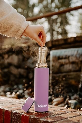London Sip Multi-Purpose Tea Infuser Travel Mug and Tumbler Fruit Infuser Flask Hot and Cold Double Wall Stainless Steel Thermos with Extra-Long Infuser, Gentle Lilac - Image 3