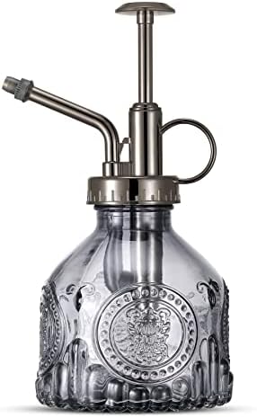 Glass Plant Mister Spray Bottle, Vintage Plant Water Spritzer, Succulent Spray Bottle with Top Pump, Small Glass Sprayer Mister Watering Can for Indoor Outdoor Houseplant - Grey by Ebristar